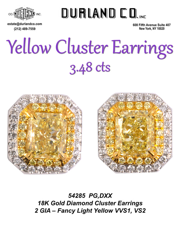 Yellow Cluster Earrings