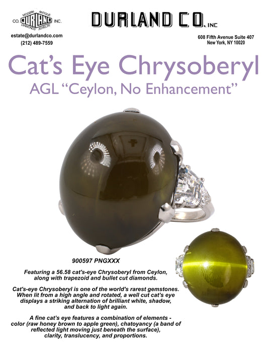 Cat's Eye Chrysoberyl - AGL "Ceylon, No Enhancement"
