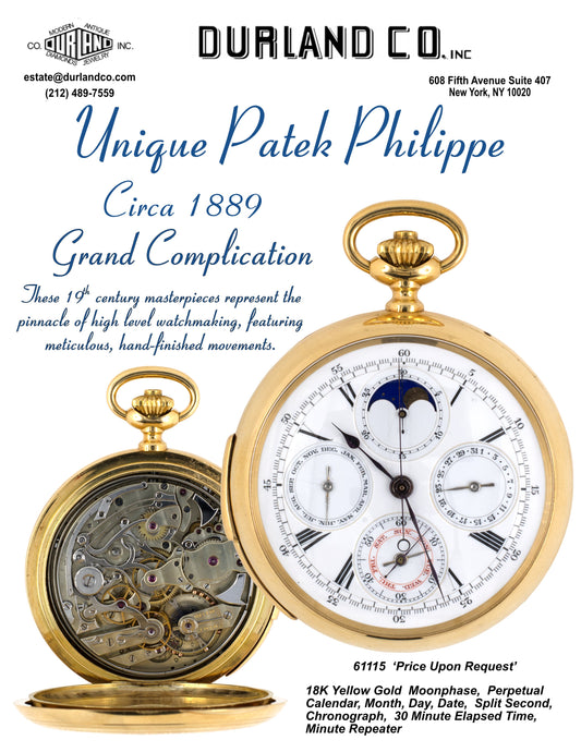 Unique Patek Philippe - Circa 1889 - Grand Complication