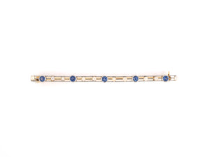 21153 - SOLD - Edwardian Harvey J Flint Platinum Gold Sapphire Pearl Bar Pin