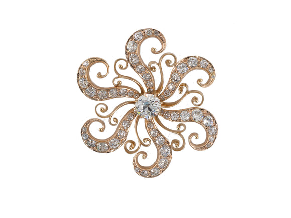 21412 - Victorian Gold Diamond Scroll Pin Pendant