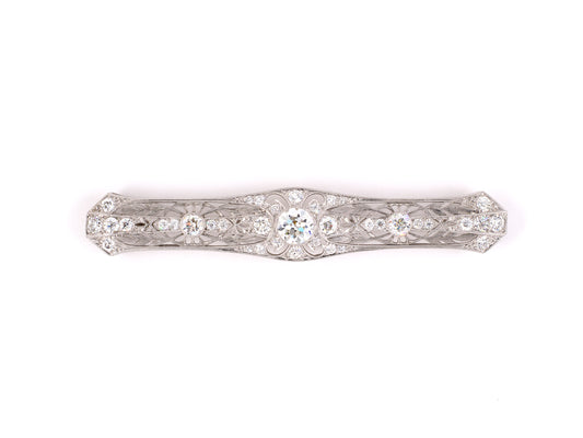 21510 - SOLD - Edwardian Tiffany Platinum Diamond Bar Pin