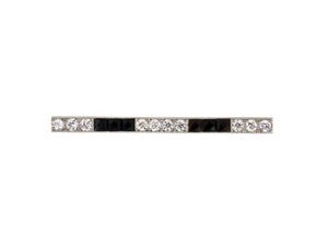 21990 - SOLD - Art Deco Tiffany Platinum Diamond Black Onyx Bar Pin