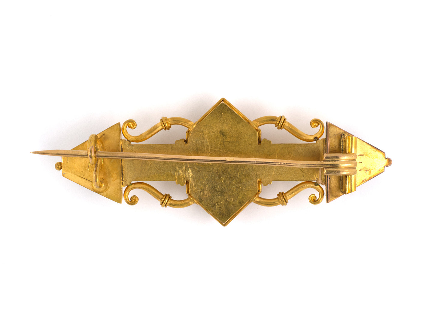 22942 - Victorian Tiffany Circa 1855 Etruscan Revival Gold Mosaic Pin
