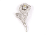 23237 - SOLD - Art Deco Platinum GIA Fancy Intense Yellow Diamond Flower Clip Pin