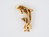 23346 - SOLD - Circa 1998 Cartier Gold Diamond Emerald Mother Child Dolphin Pin