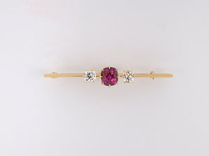 23388 - SOLD - Victorian Tiffany Gold Pink Tourmaline Diamond Bar Pin