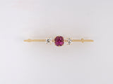 23388 - SOLD - Victorian Tiffany Gold Pink Tourmaline Diamond Bar Pin