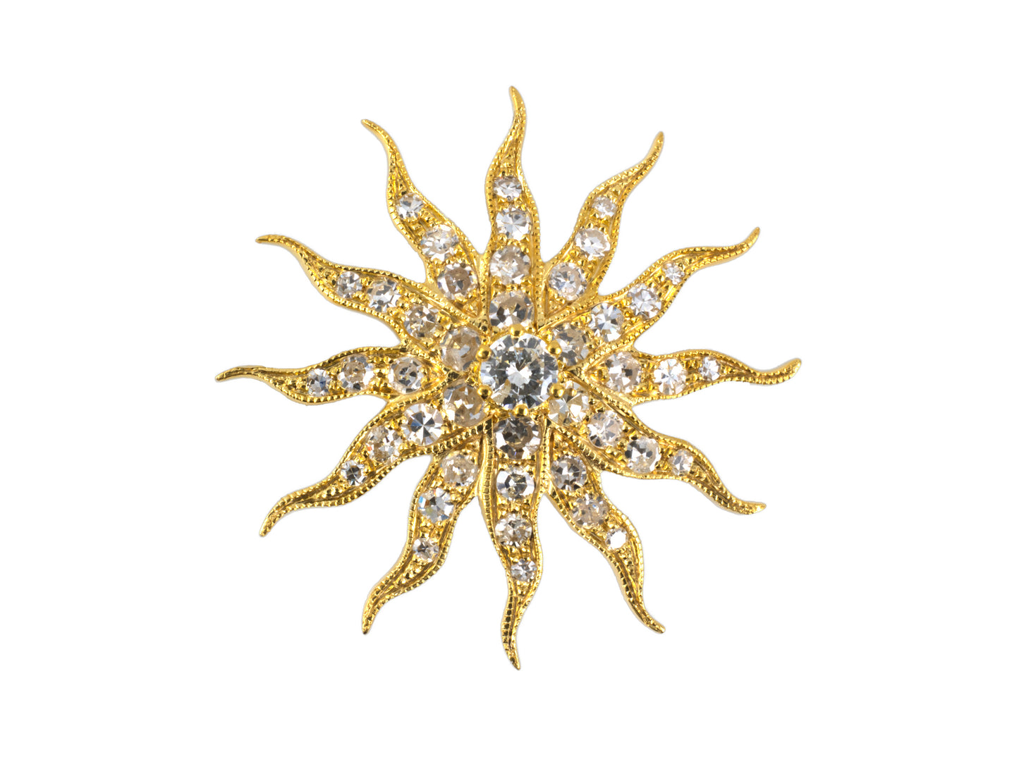 23545 - Gold Diamond Sunburst Pin