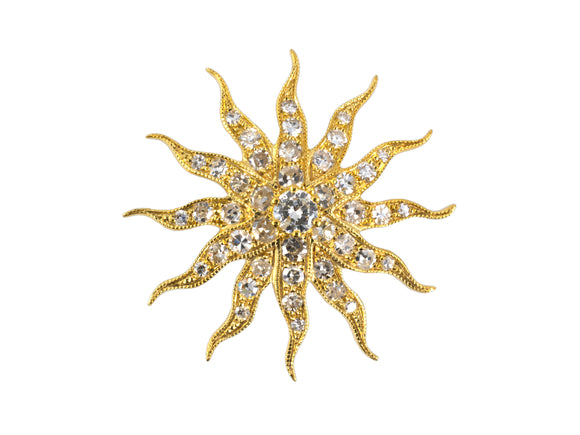 23545 - Gold Diamond Sunburst Pin