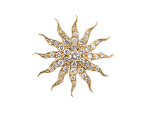 23546 - Gold Diamond Sunburst Pin