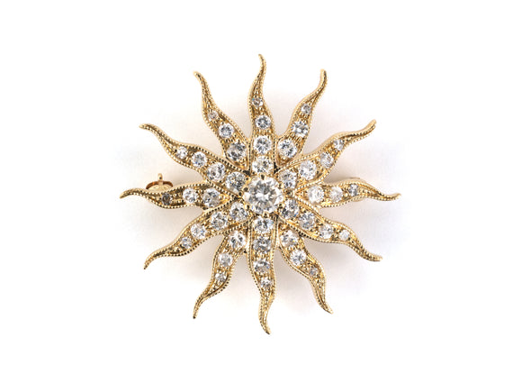 23547 - Gold Diamond Sunburst Pin