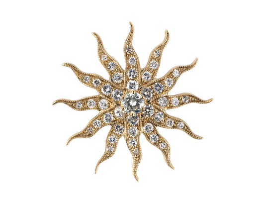 23548 - Gold Diamond Sunburst Pin