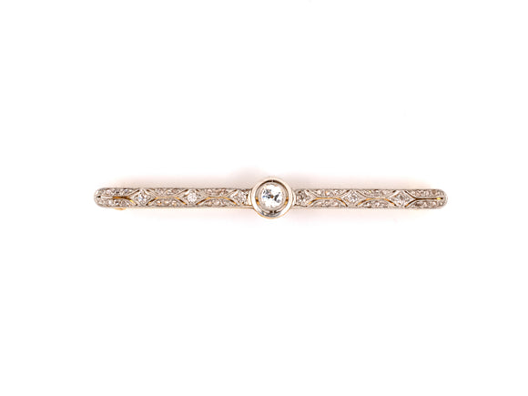 23647 - SOLD - Edwardian Platinum Gold Diamond Bar Pin