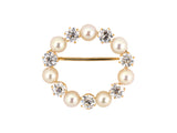 23703 - Victorian Gold GIA Natural Pearl Diamond Oval Pin