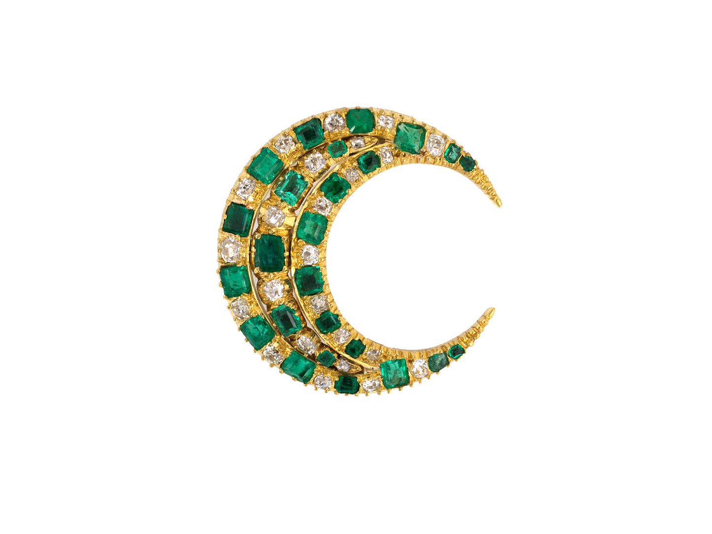 23816 - Victorian Gold Emerald Diamond Pin