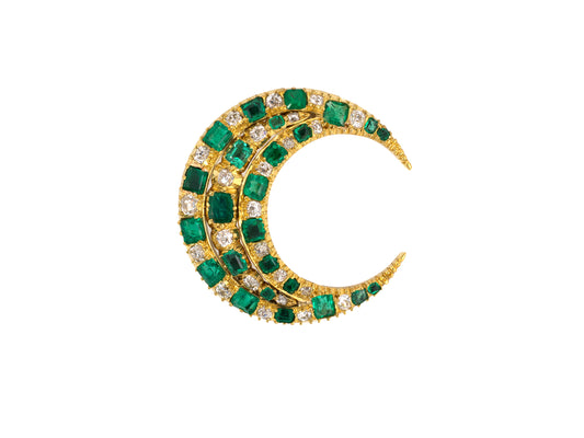 23816 - Victorian Gold Emerald Diamond Pin