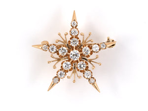 23886 - SOLD - Victorian Gold Diamond Starburst Pin Pendant