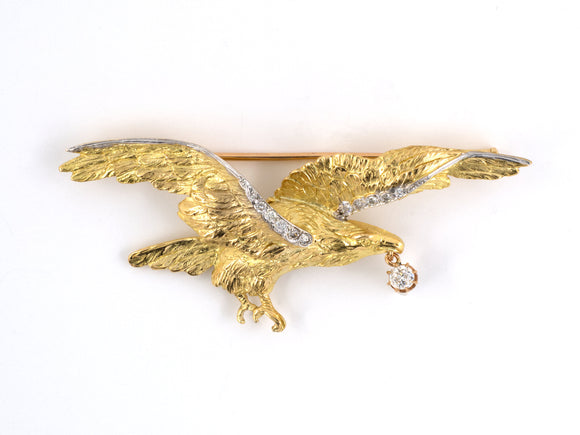 23926 - SOLD - Gold Diamond Eagle Pin