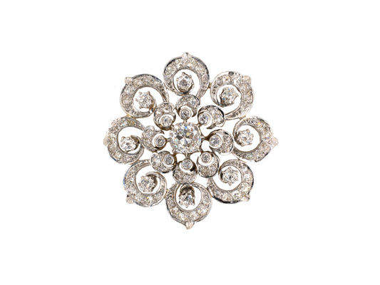 23935 - SOLD - Victorian Platinum Gold Diamond Circle Pin Pendant