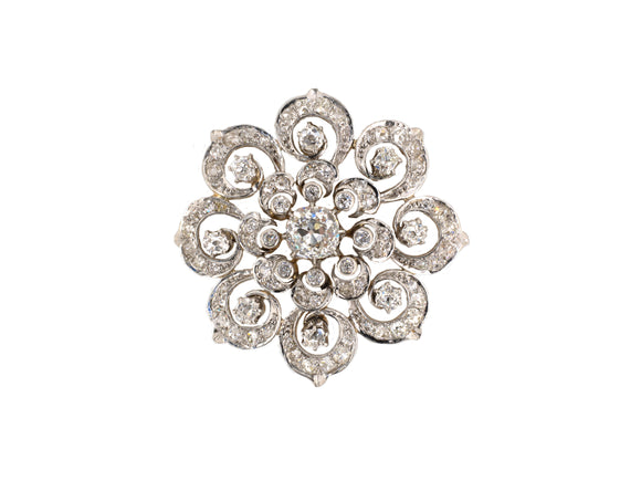 23935 - Victorian Platinum Gold Diamond Circle Pin Pendant
