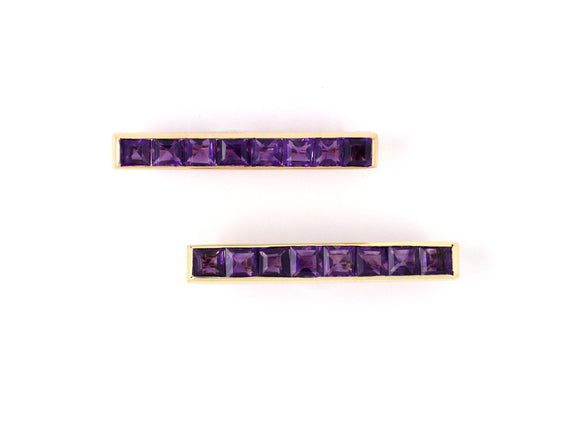 24135 - SOLD - Victorian Gold Amethyst Channel Set Lingerie Pair Of Pins