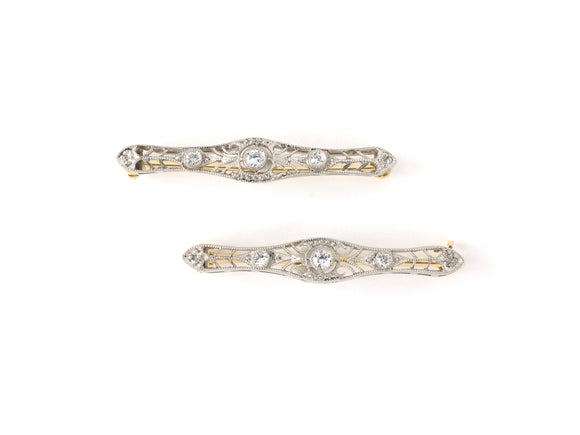 24195 - SOLD - Edwardian Wordley, Allsopp & Bliss Co Platinum Diamond Lingerie Pair Of Pins