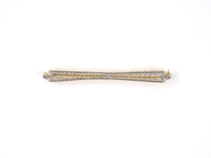 24205 - Edwardian Platinum Gold Chased Carved Pinched Center Bar Pin