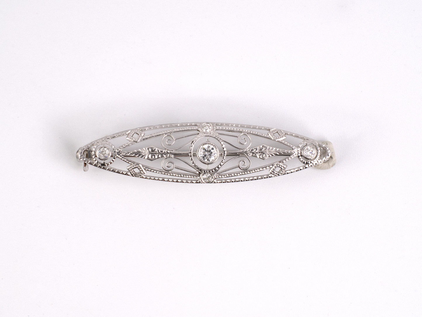 24213                - SOLD - Platinum Diamond Art Deco Pin