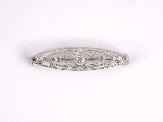 24213                - SOLD - Platinum Diamond Art Deco Pin