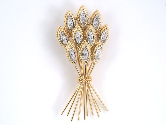 24223 - Gold Diamond Bundle of Wheat Pin