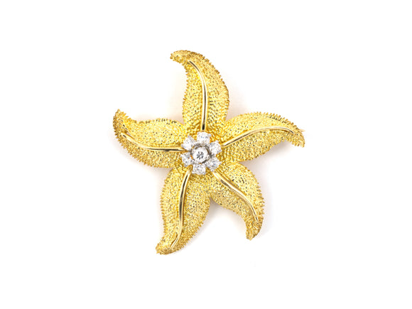 24234 - Platinum Gold Diamond Starfish Pin