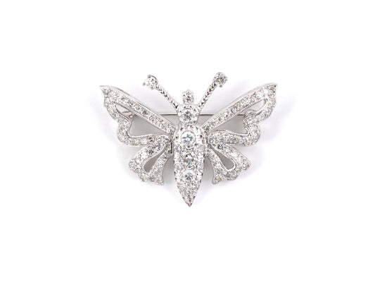 24235 - SOLD - Gold Diamond Butterfly Pendant Pin