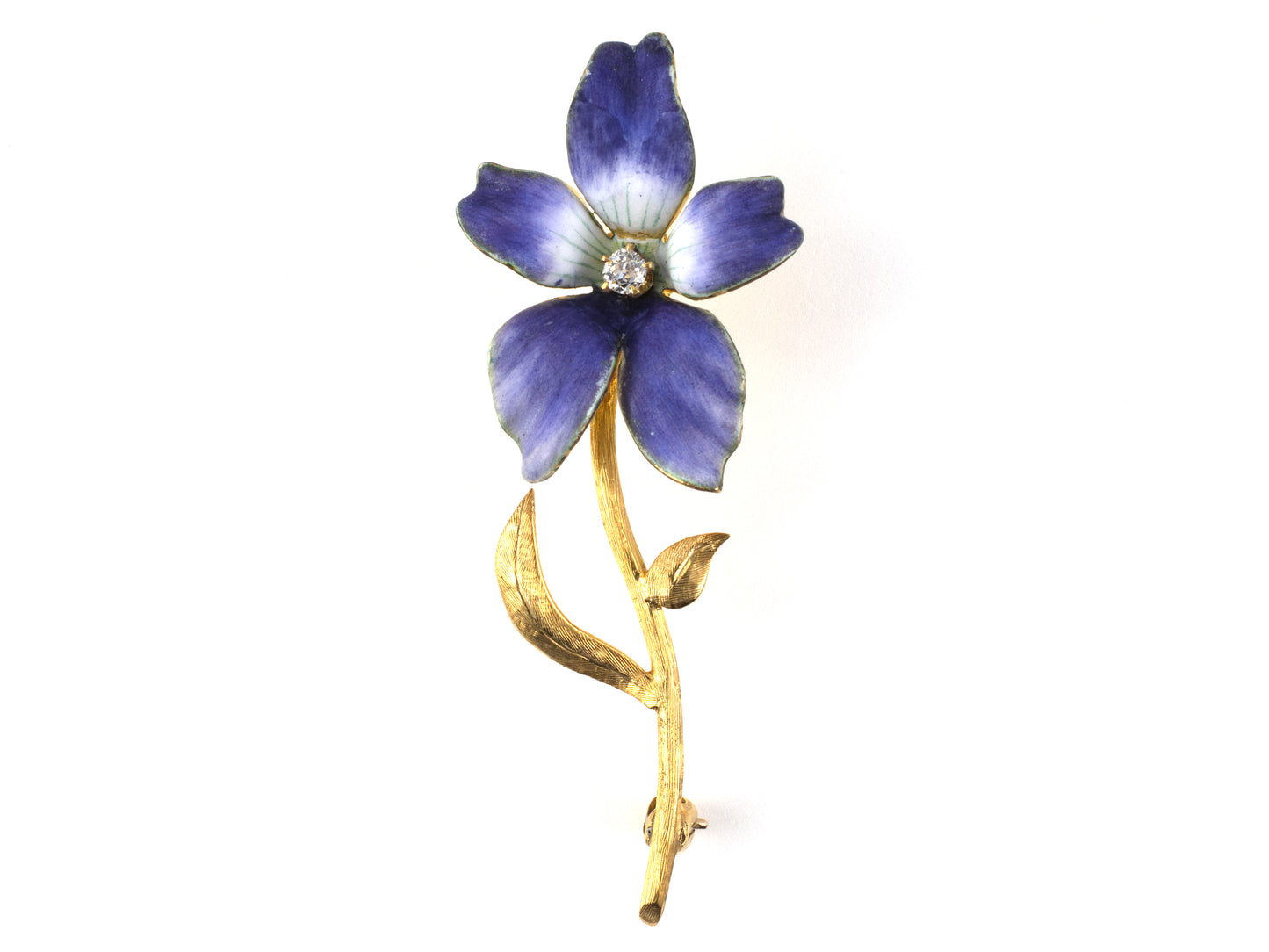 24244 - SOLD - Gold Enamel Pansy Orchid Flower Pin