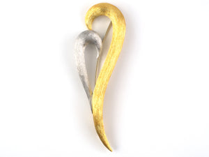 24245 - Dunay Gold Platinum Sabi Finish Bleeding Heart Pin