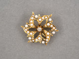 24261 - Victorian Gold Diamond Pearl Floral Pin Pendant