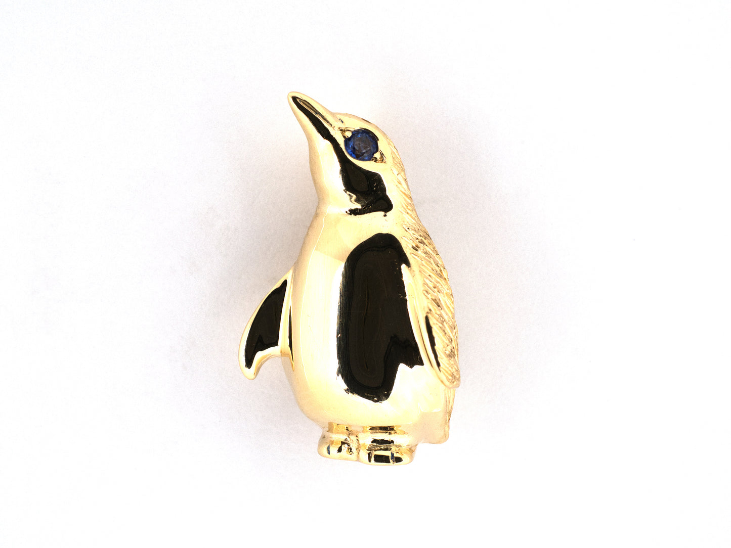 24288 - Gold Sapphire Penguin Pin