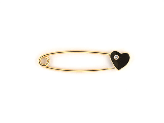24290 - Gold Diamond Heart Shape Safety Pin