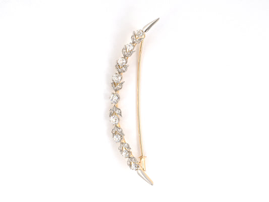 24299 - Edwardian Black Starr & Frost Platinum Gold Diamond Floral Leaves Harvest Moon Pin