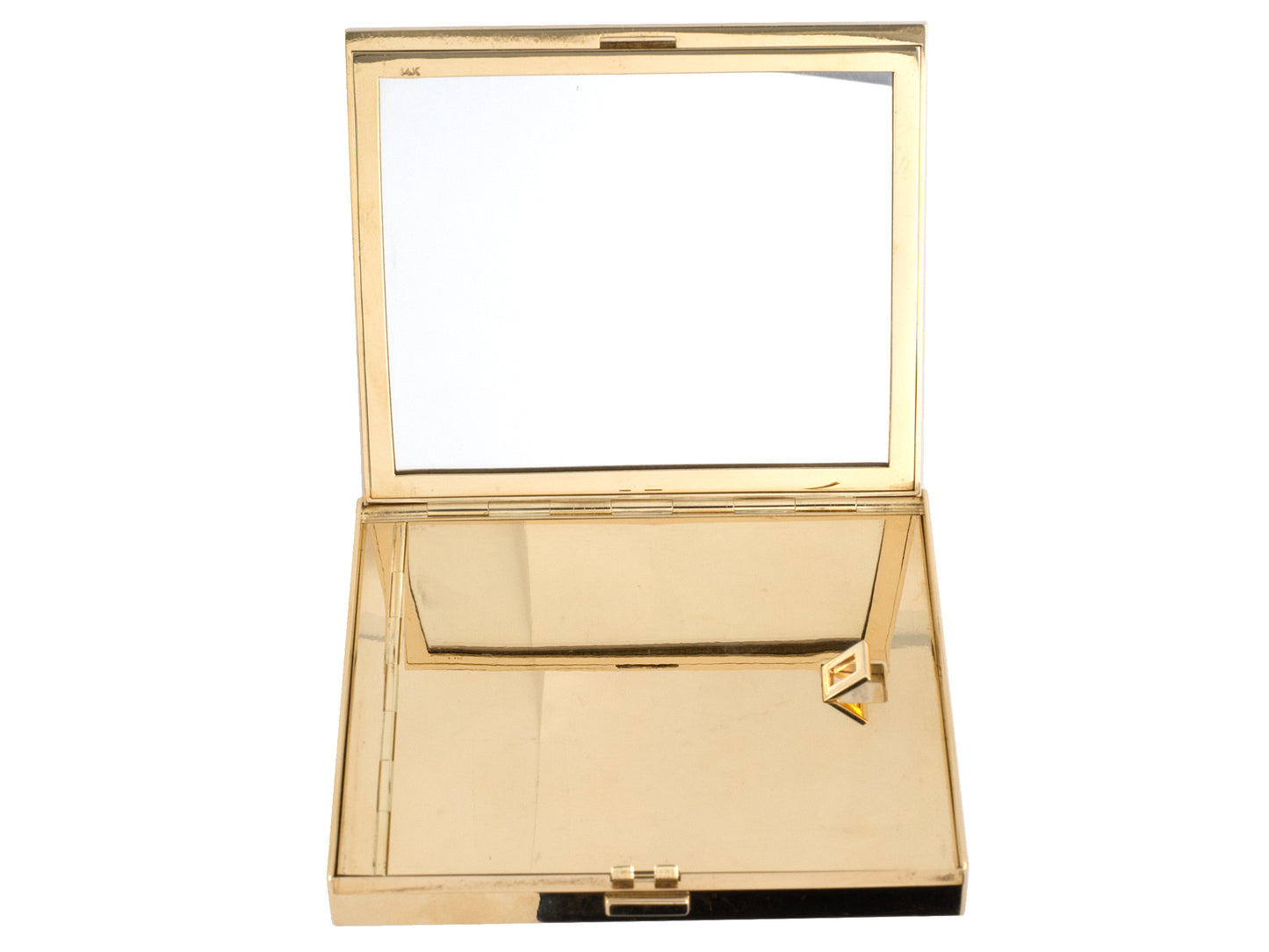 30431 - Circa 1930s Gold Platinum Diamond Ruby Japanese Geisha Compact Cigarette Case