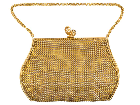 30571 - Circa 1950 Gold Platinum Diamond Mesh Purse