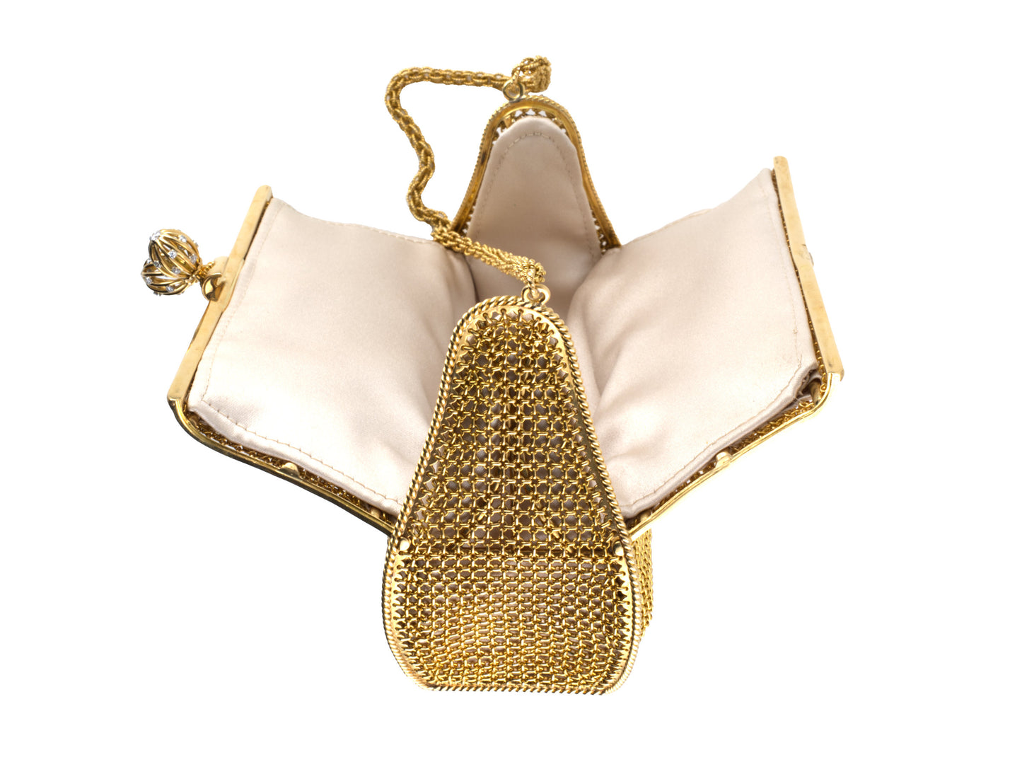 30571 - Circa 1950 Gold Platinum Diamond Mesh Purse