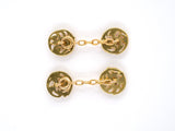 30872 - Art Nouveau Gold Diamond Leaf French Cuff Links