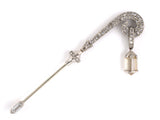 30953 - Edwardian Platinum Diamond GIA Fancy Briolette Diamond Dangle Stick Pin