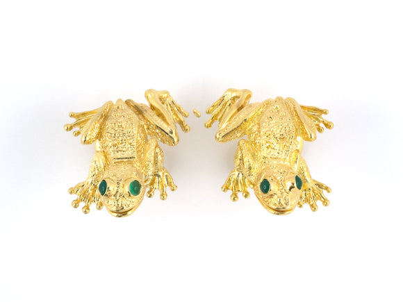 30974 - SOLD - Circa 1970 Kurt Wayne Gold Onyx Frog Cuff Links