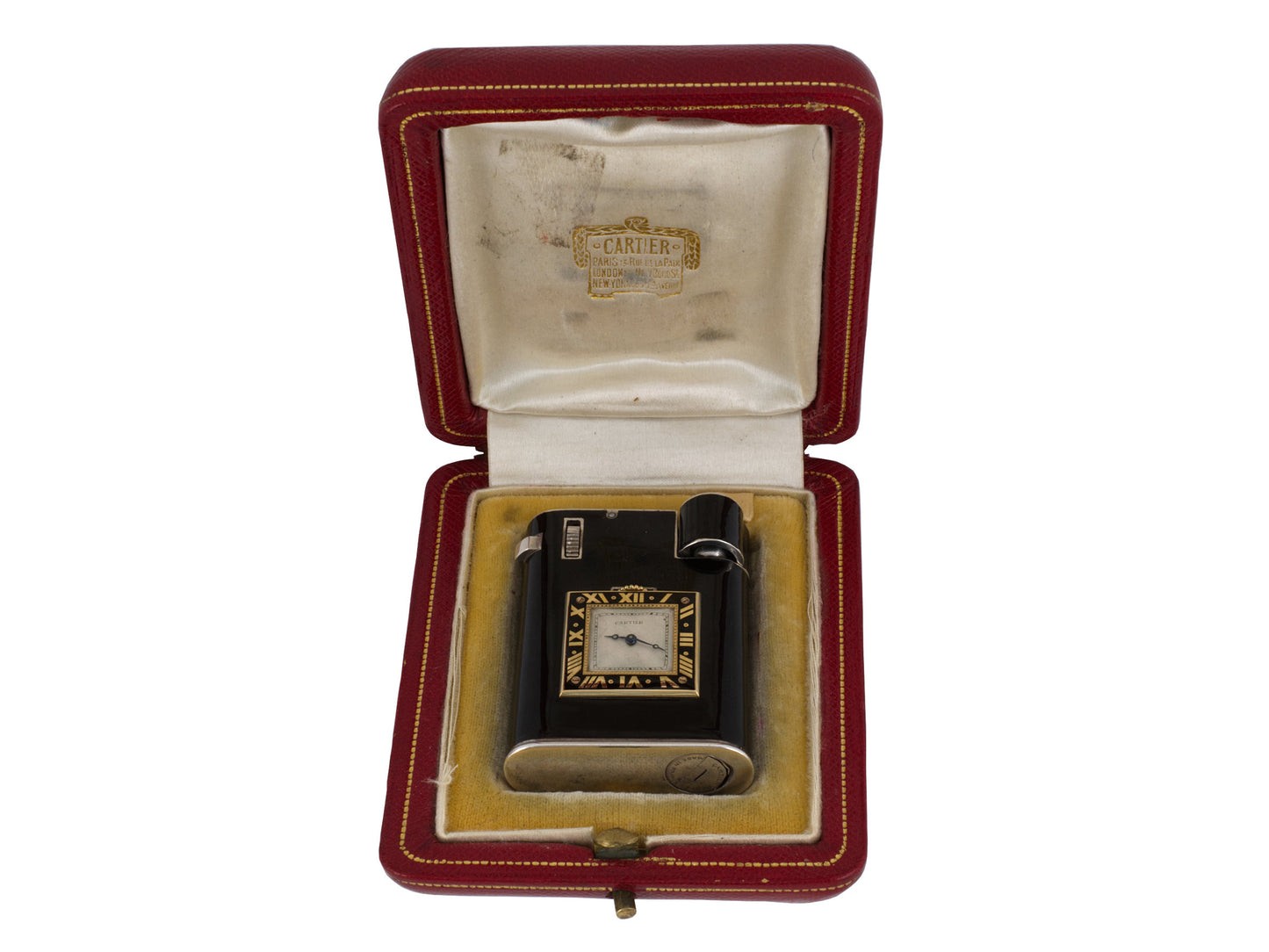 31004 - SOLD - Art Deco Cartier Silver Enamel Lighter and Watch