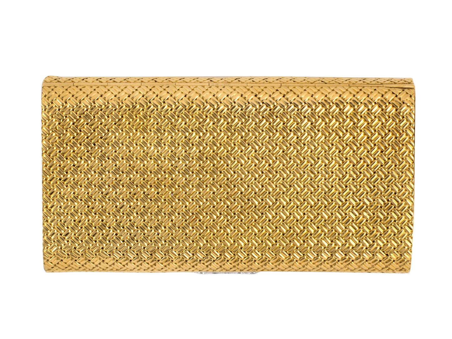 31017 - Circa 1960 Van Cleef & Arpels Gold Platinum Diamond Woven Cigarette Case