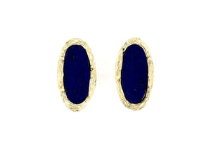 31297 - SOLD - Gold Lapis Carved Branch Design Cuff Links