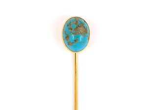 31309 - SOLD - Victorian Gold Oval Turquoise Stick Pin