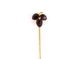 31316 - SOLD - Victorian Gold Garnet Leaf Design Stick Pin